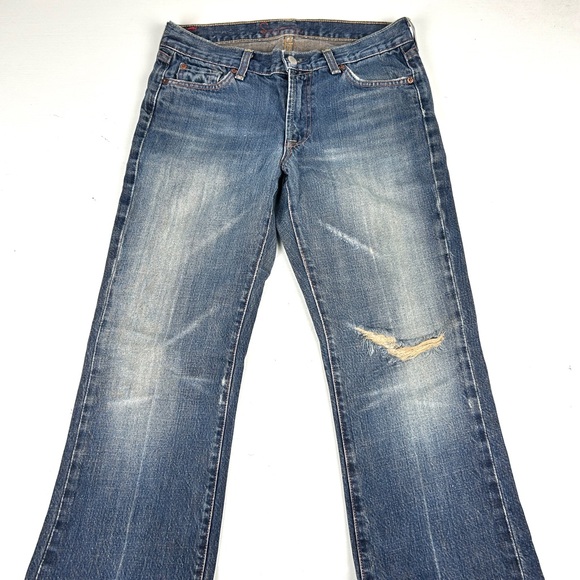 Seven 7 FOR ALL MANKIND Flare Jeans SIZE 29 Boot cut Distressed Knee Made USA - Picture 2 of 10